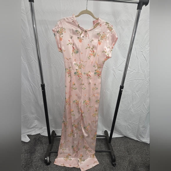 Stop Staring Pants - Stop Staring Pink Floral Jumpsuit